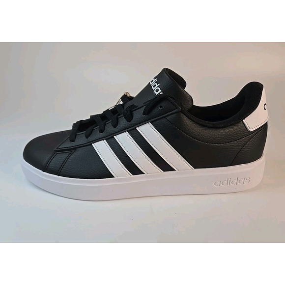 Adidas Mens Size 9.5 Grand Court 2.0 Shoes Black w/ White Stripes GW9195 Sneaker main image 8